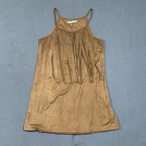 Maurices‎ Brown Suede Fringe Halter Neck Dress Women's Size Medium